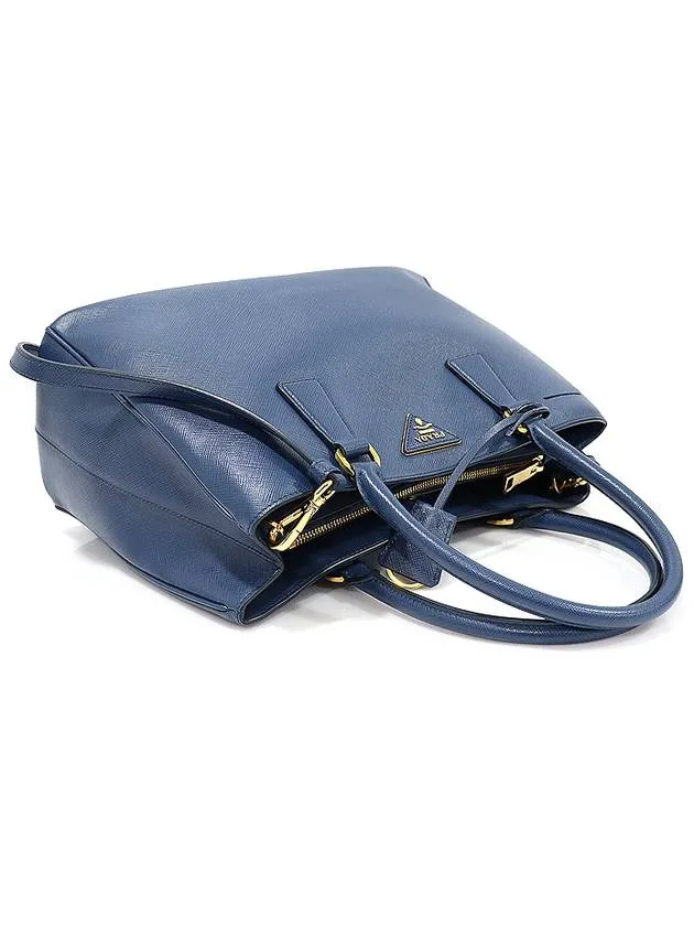 1BA874 Blue Saffiano Lux Gold Triangle Logo 2WAY