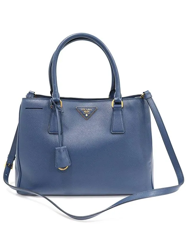 1BA874 Blue Saffiano Lux Gold Triangle Logo 2WAY
