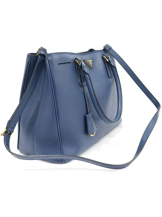 1BA874 Blue Saffiano Lux Gold Triangle Logo 2WAY