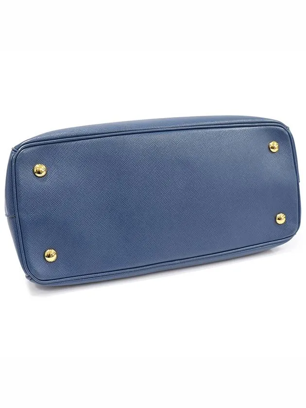 1BA874 Blue Saffiano Lux Gold Triangle Logo 2WAY