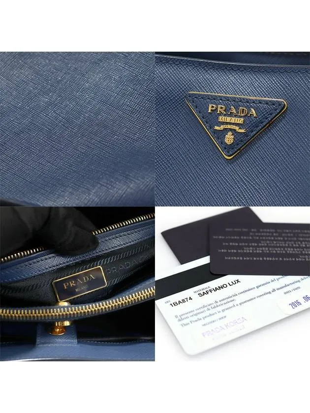 1BA874 Blue Saffiano Lux Gold Triangle Logo 2WAY