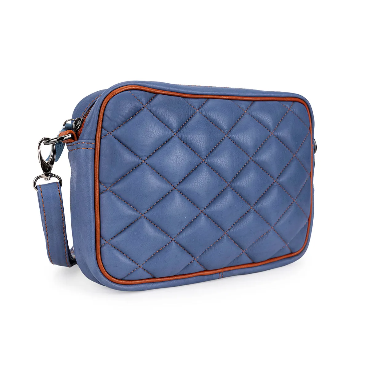 Abelardo Minimilastic Blue Quilted Sling Bag