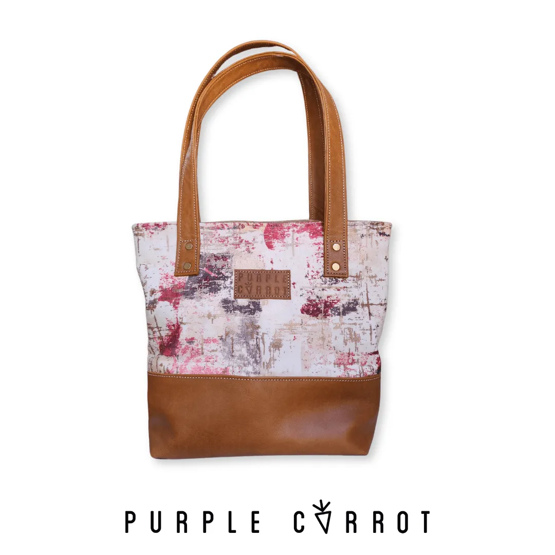 Abstract Suede & 100% Leather Handbag