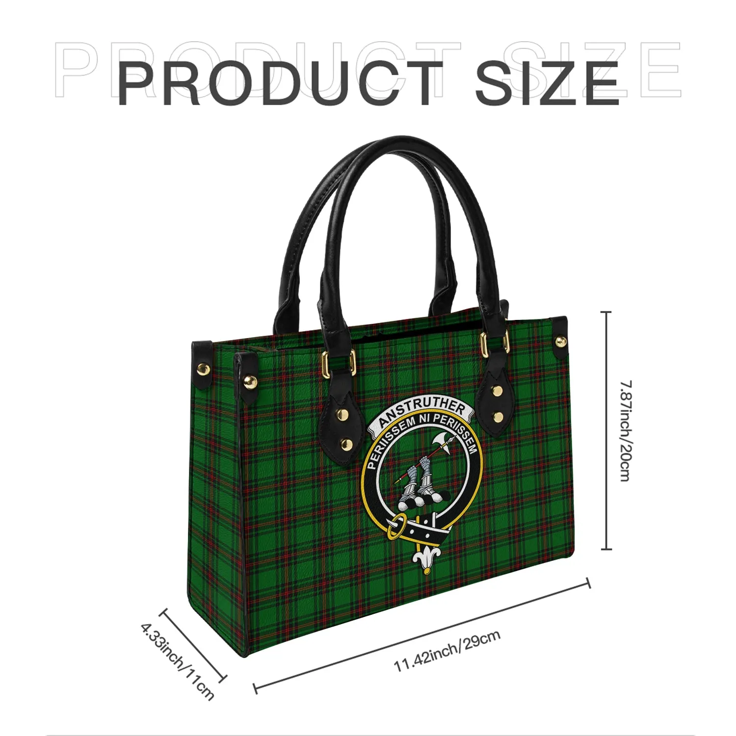 Anstruther Tartan Leather Bag with Family Crest