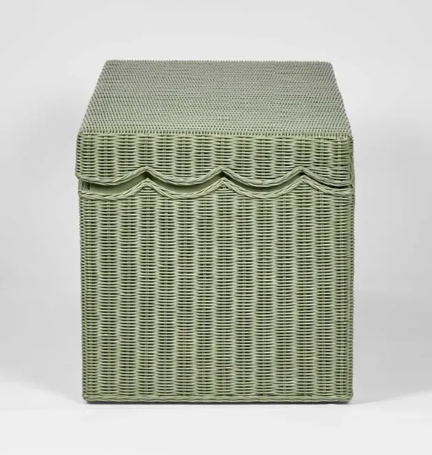 Belle Rattan Storage Bench Green