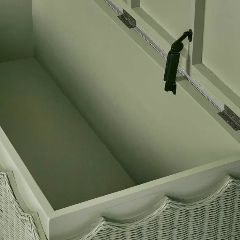 Belle Rattan Storage Bench Green