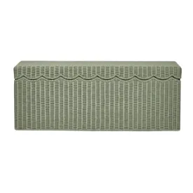 Belle Rattan Storage Bench Green