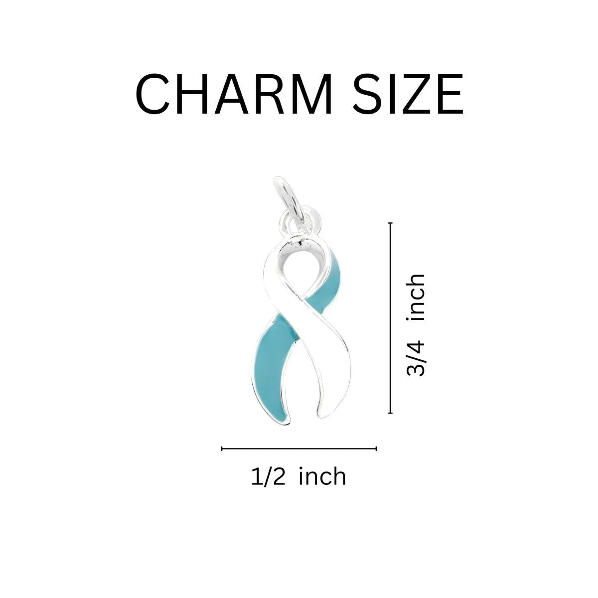 Big Heart Teal & White Ribbon Key Chains