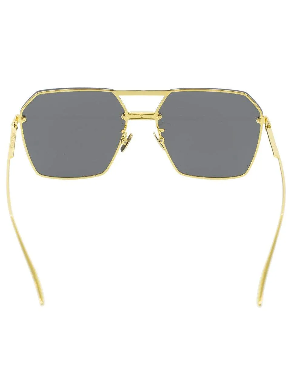 Black and Gold Square Sunglasses