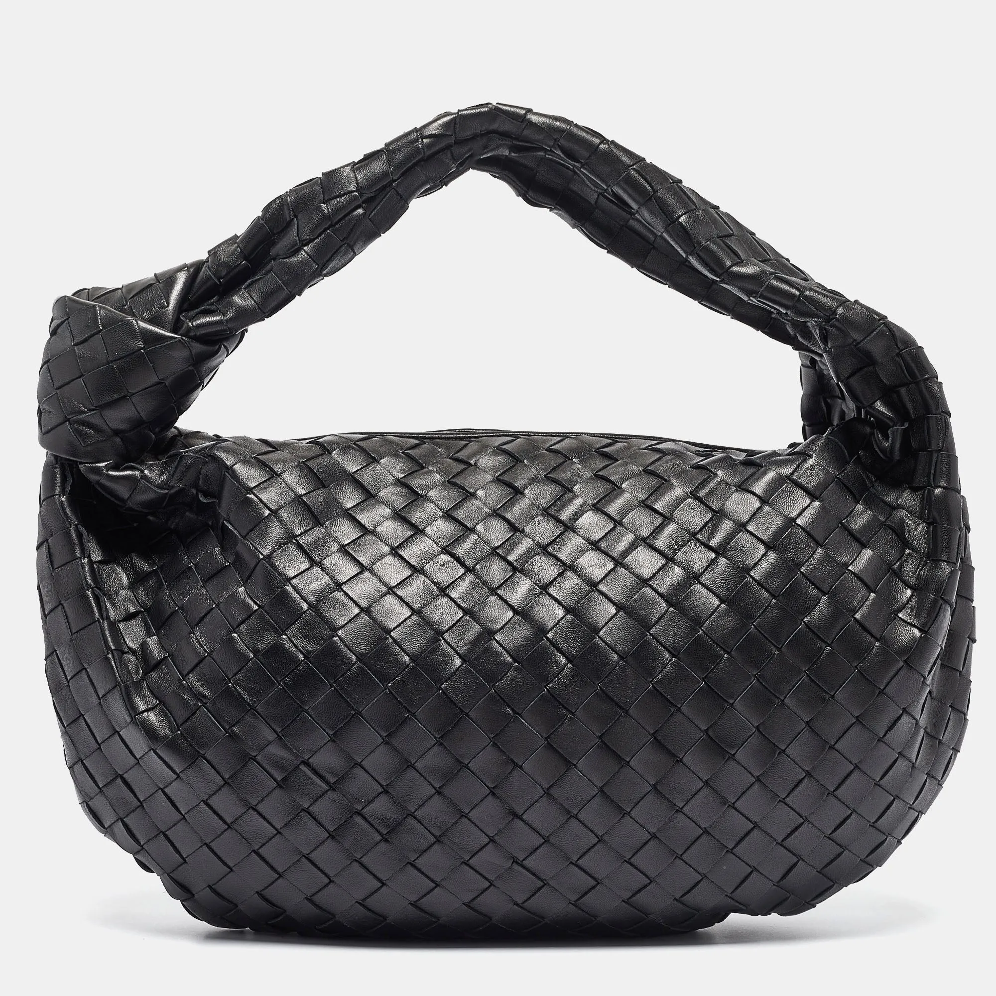Black Intrecciato Leather Small Jodie Hobo