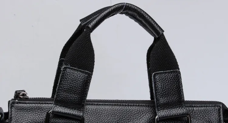 Black New Men Shoulder Leather Business Bag