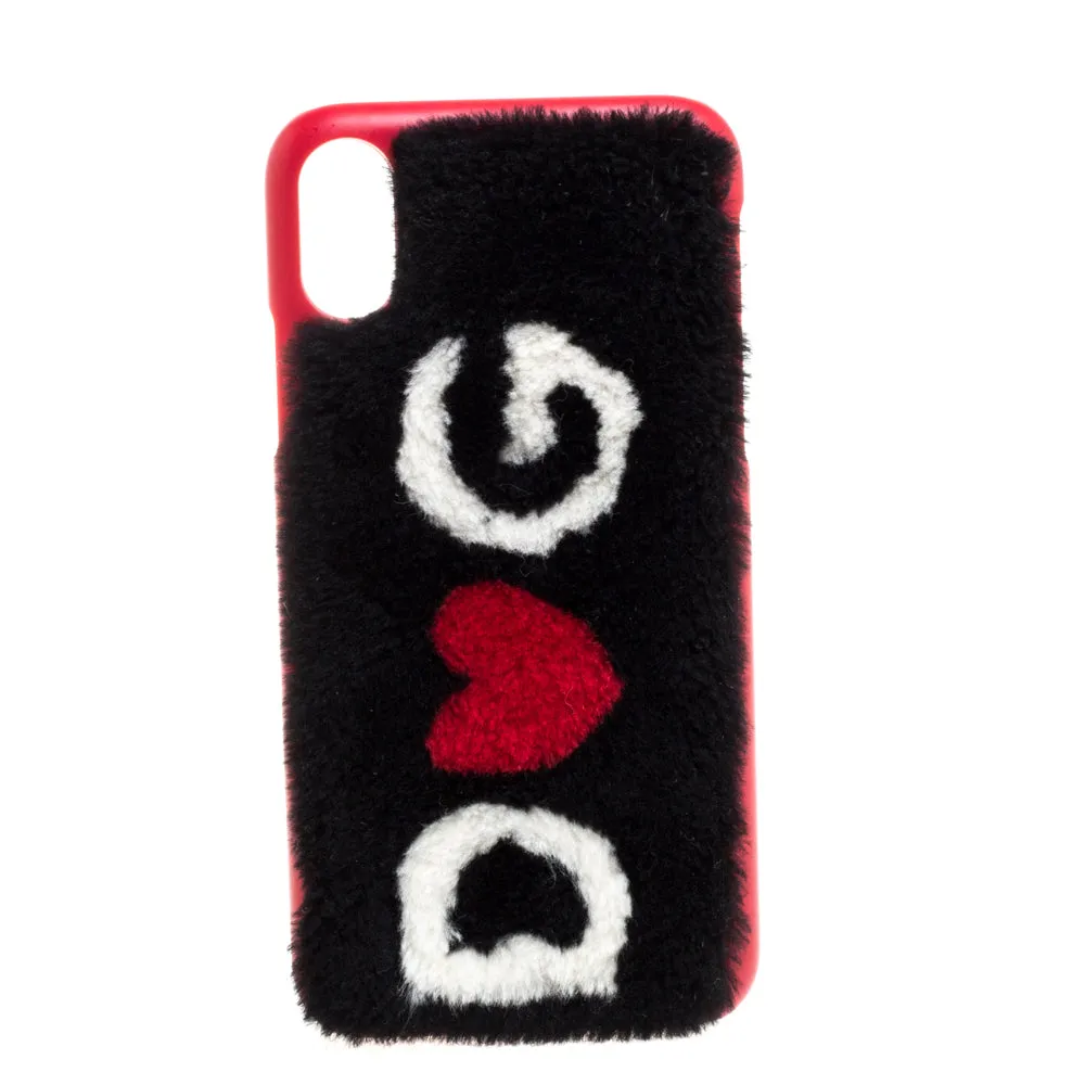 Black/Red Fur Logo Plaque iPhone X Cover