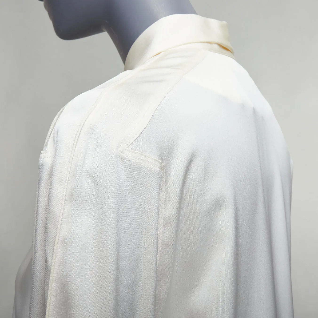 BOTTEGA VENETA 100% silk cream ruched raglan sleeves shirt IT36 XXS