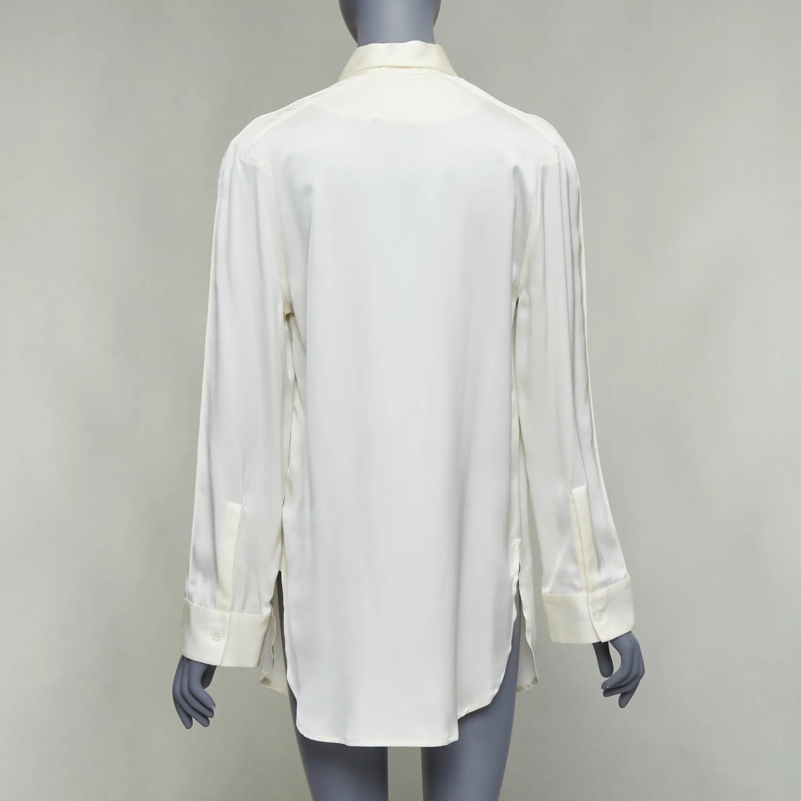 BOTTEGA VENETA 100% silk cream ruched raglan sleeves shirt IT36 XXS