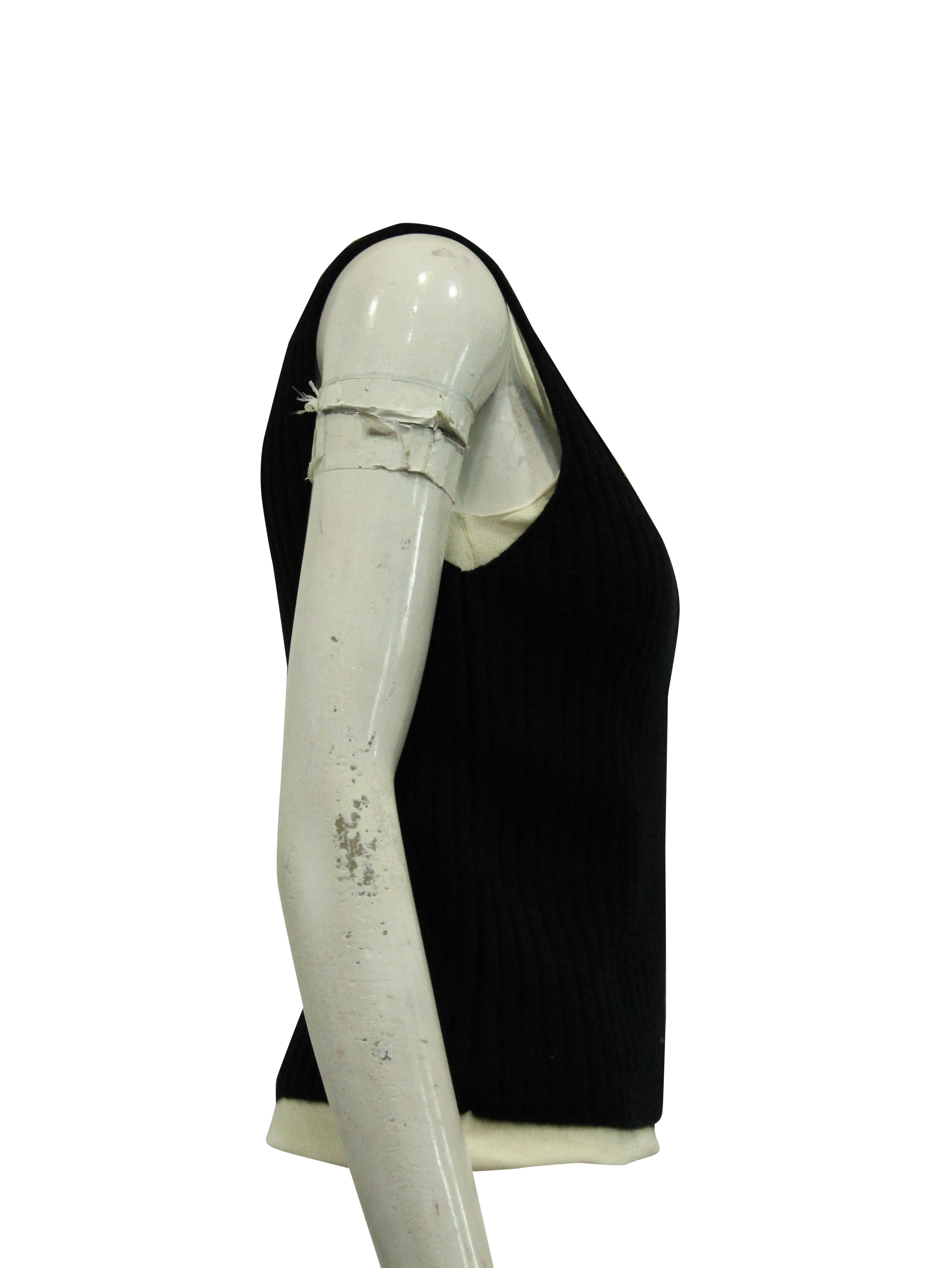 Bottega Veneta Ribbed Tank Vest in Black Cashmere