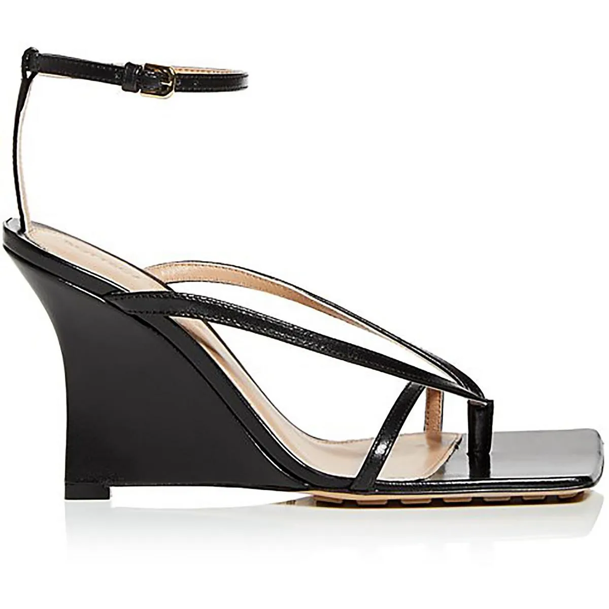Bottega Veneta Womens Lounge Nappa Leather Ankle Strap Slide Sandals