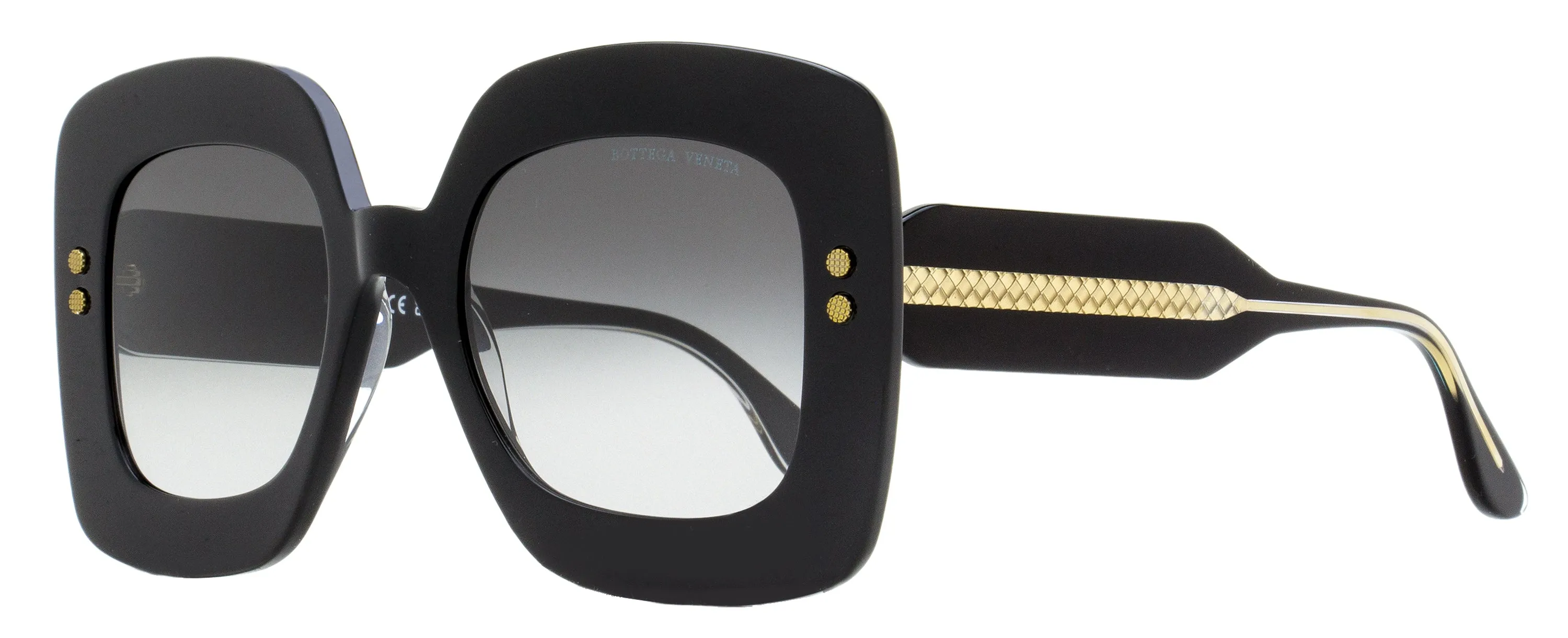 Bottega Veneta Women's Square Sunglasses BV0237S 001 Black 50mm