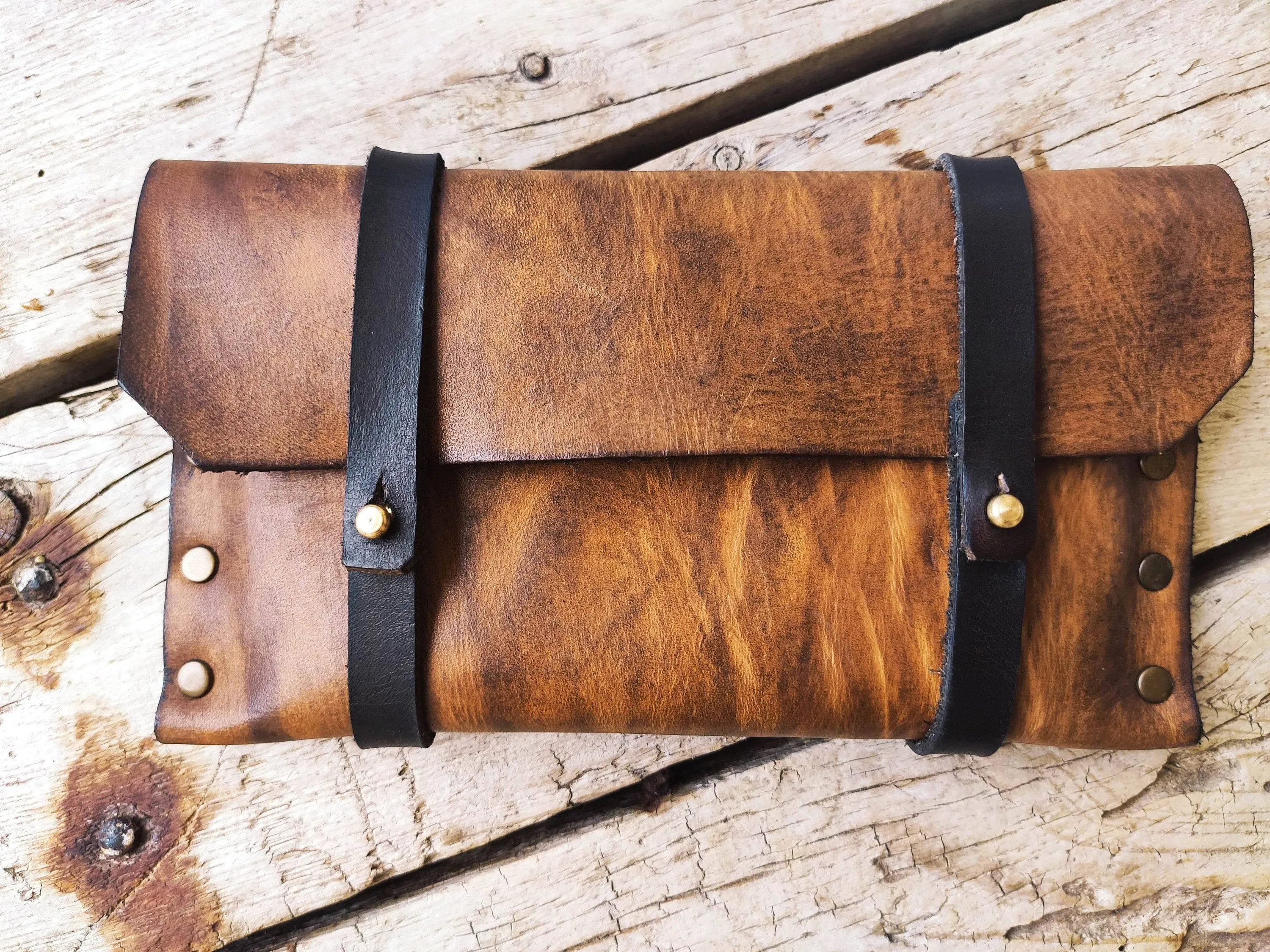 Brown Leather Pouch Bag - Versatile for Phone Tobacco and as a Clutch - Beautiful Smart Design
