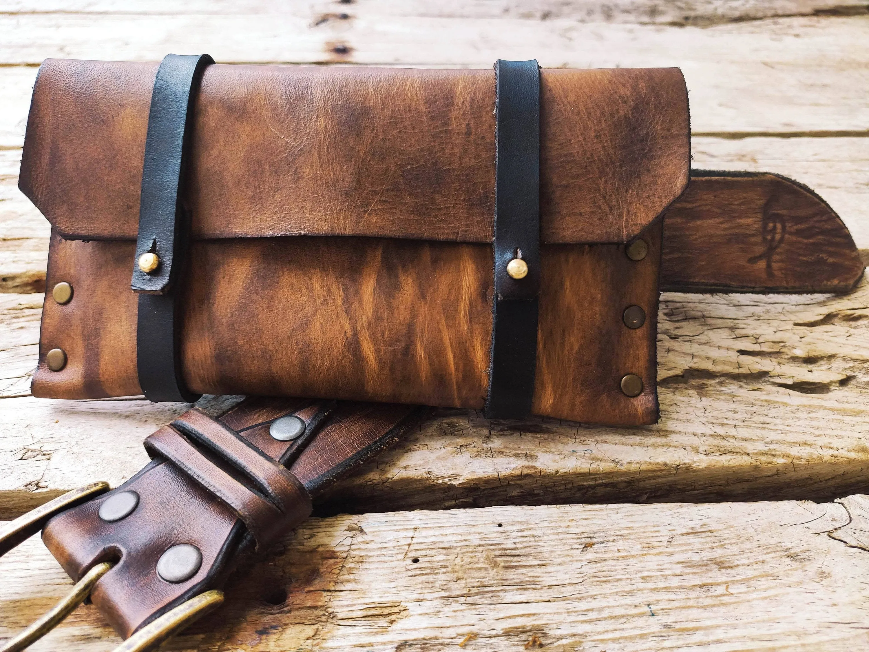 Brown Leather Pouch Bag - Versatile for Phone Tobacco and as a Clutch - Beautiful Smart Design