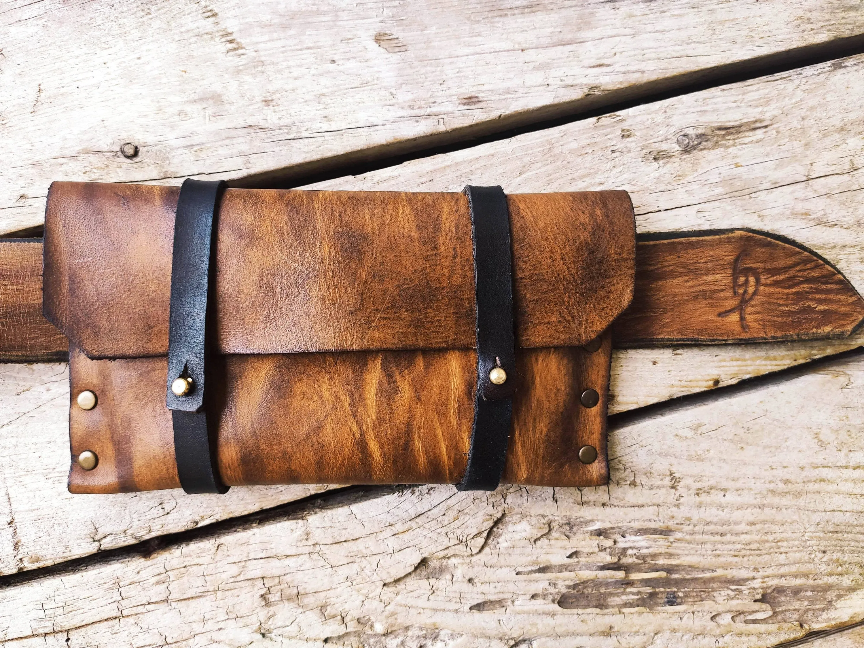 Brown Leather Pouch Bag - Versatile for Phone Tobacco and as a Clutch - Beautiful Smart Design