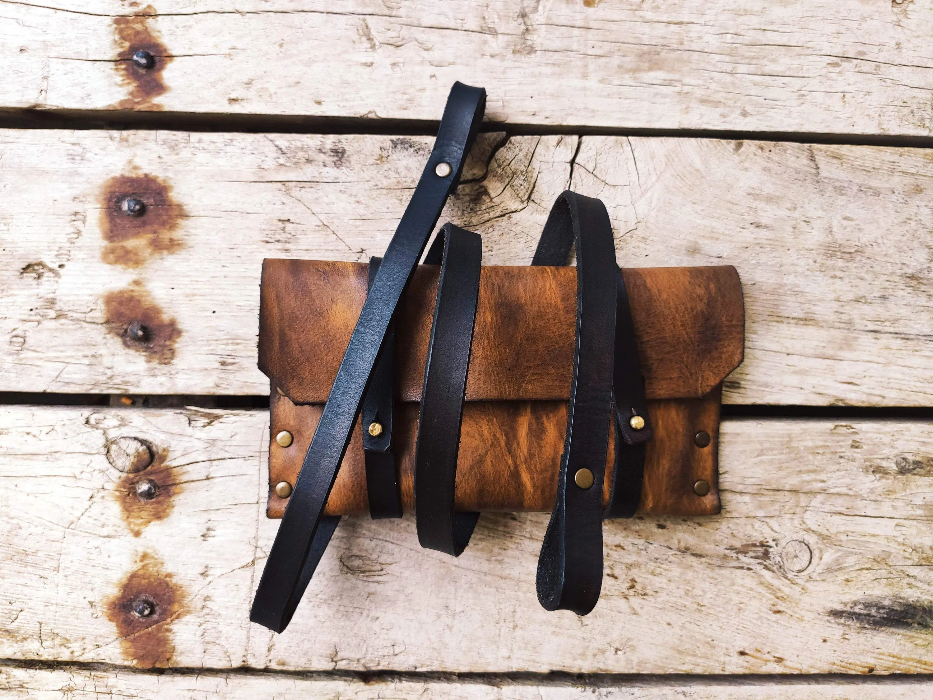 Brown Leather Pouch Bag - Versatile for Phone Tobacco and as a Clutch - Beautiful Smart Design