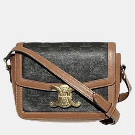 Brown PVC and Leather Teen Triomphe Crossbody Bag