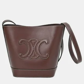Brown Smooth Calfskin Small Cuir Triomphe Bucket Bag