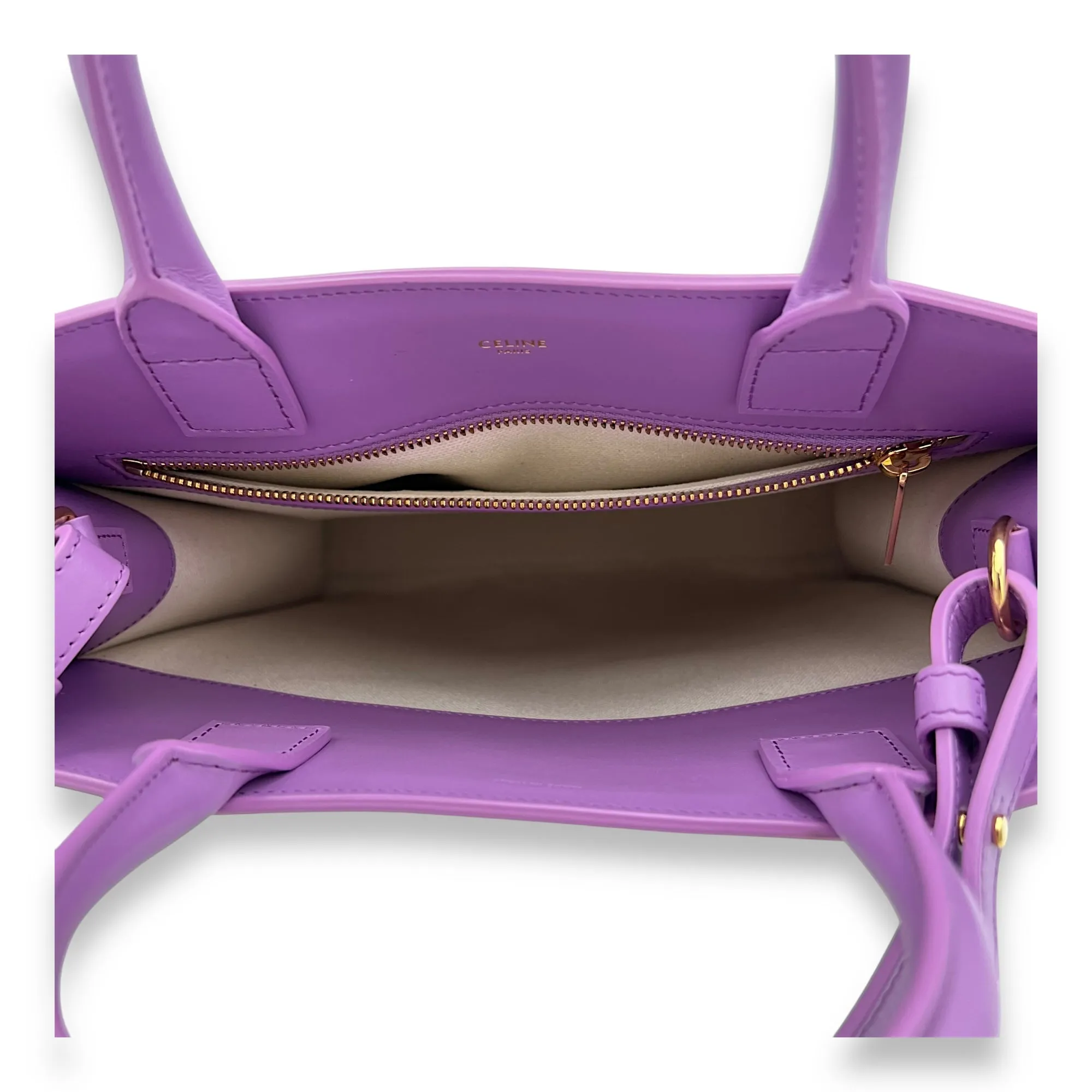 Cabas Small Purple Tote Bag in Canvas, Gold hardware
