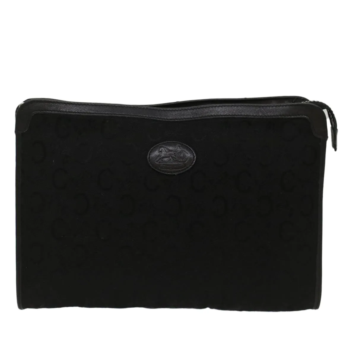 CELINE C Macadam Canvas Clutch Bag Black Auth ep1277
