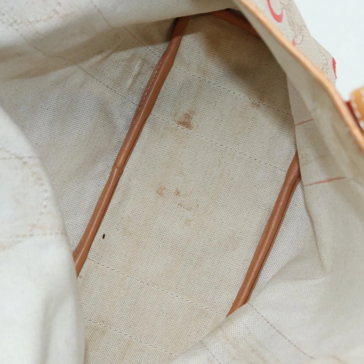 CELINE C Macadam Canvas Hand Bag Orange Beige Auth 82896