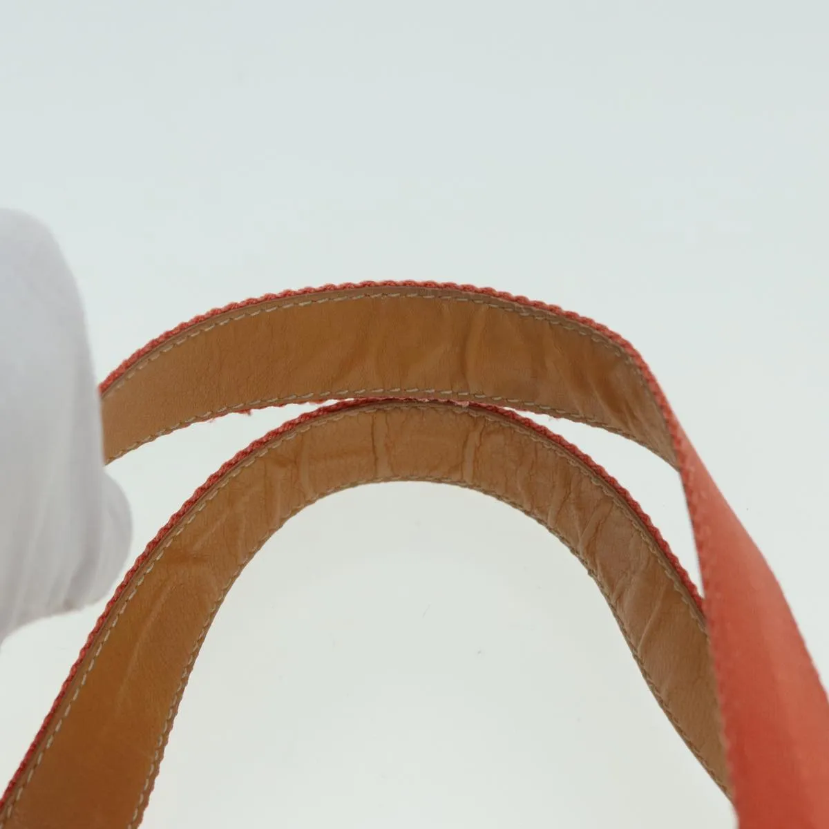 CELINE C Macadam Canvas Hand Bag Orange Beige Auth 82896