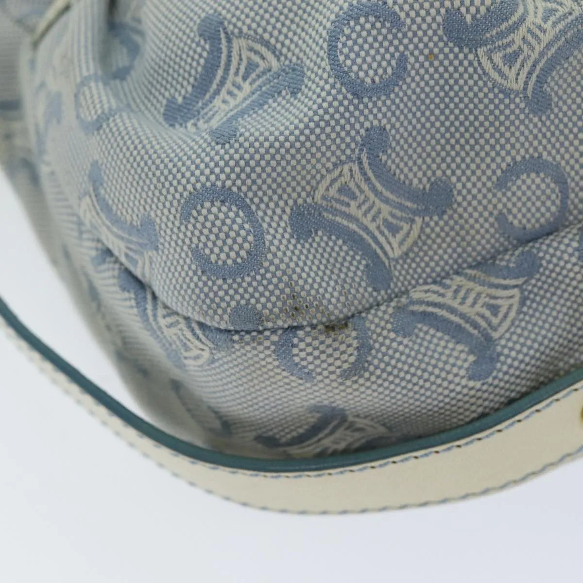 CELINE C Macadam Canvas Shoulder Bag Light Blue Auth 75808