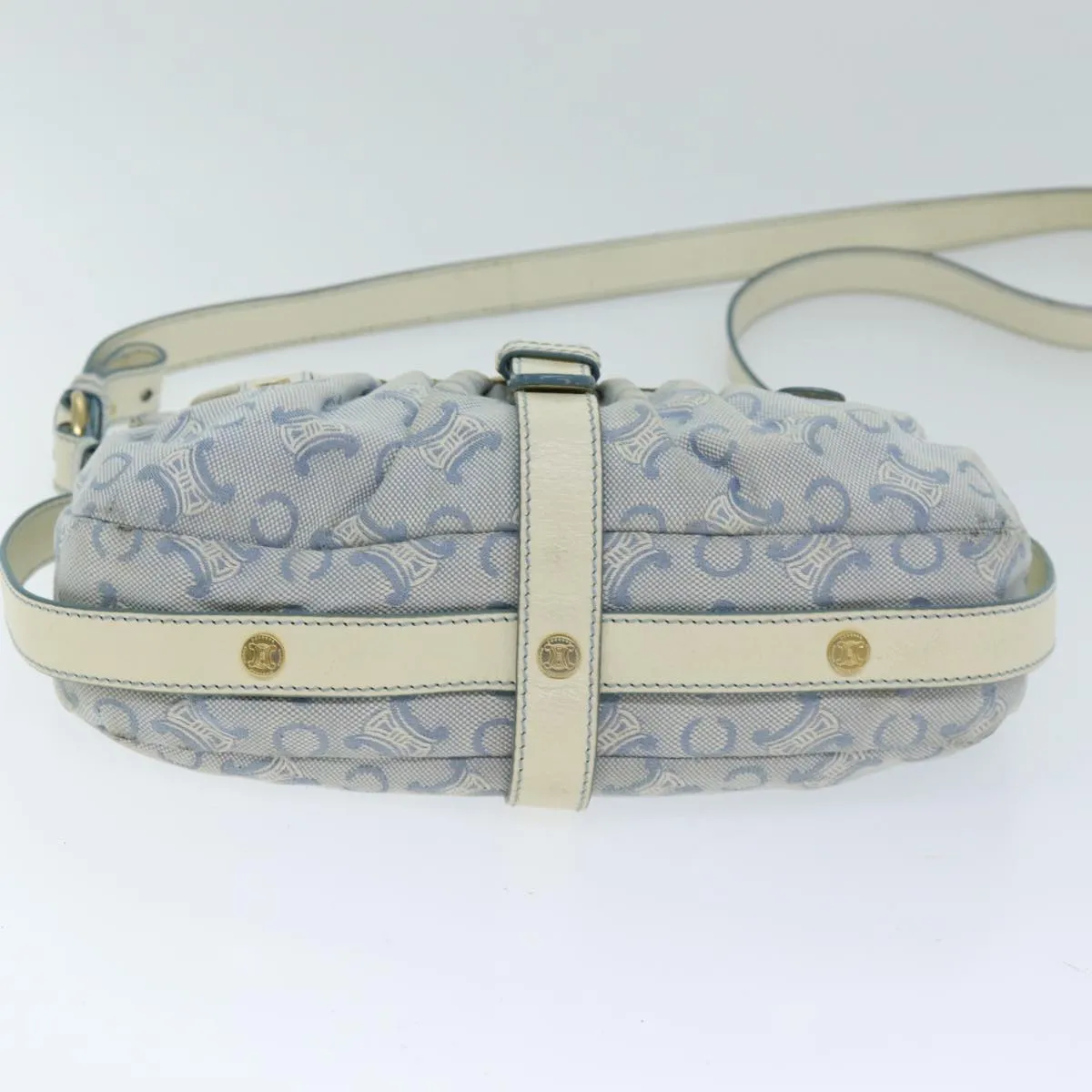 CELINE C Macadam Canvas Shoulder Bag Light Blue Auth 75808