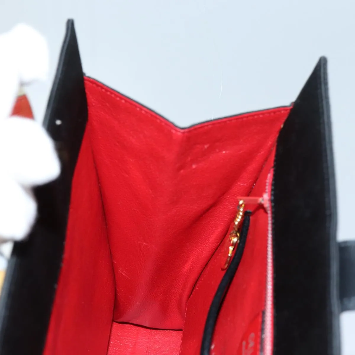 CELINE Hand Bag Silk Black Auth 71882