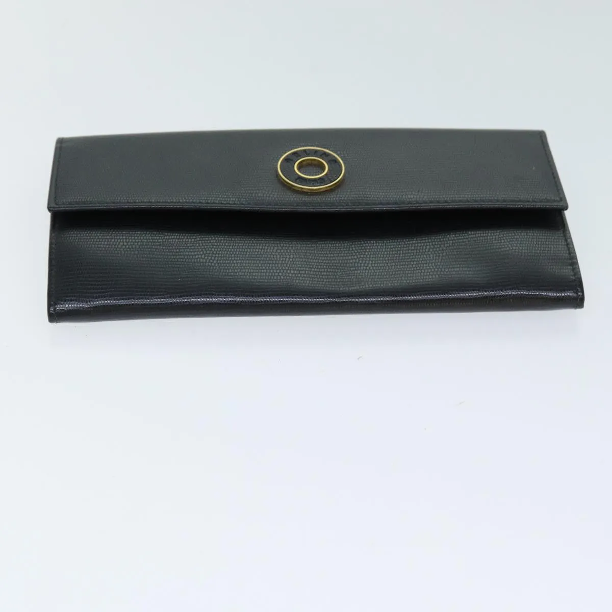 CELINE Long Wallet Leather Black Auth 81009