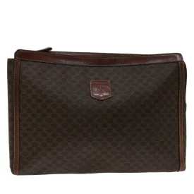 CELINE Macadam Canvas Clutch Bag PVC Brown Auth 68613