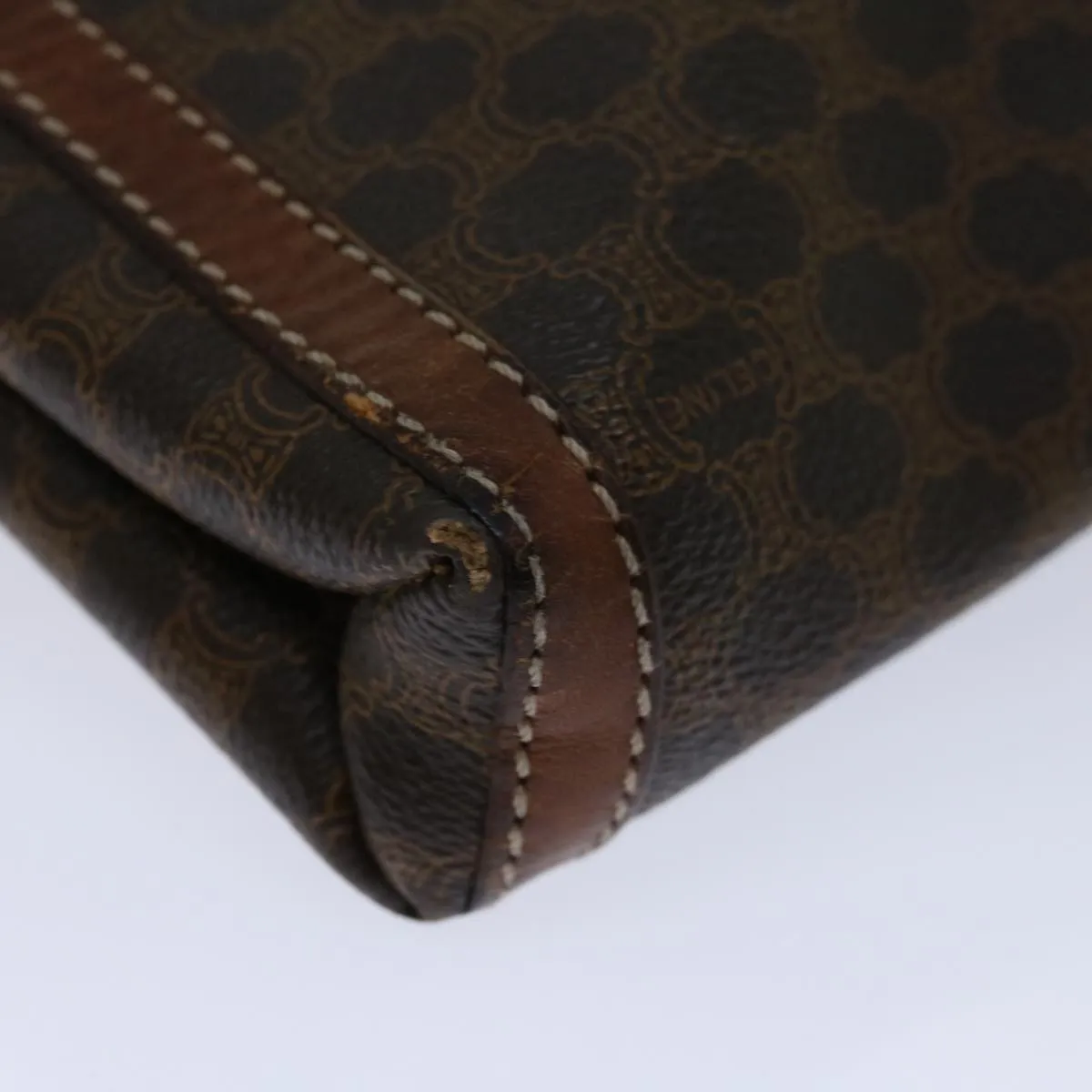 CELINE Macadam Canvas Clutch Bag PVC Brown Auth 68613