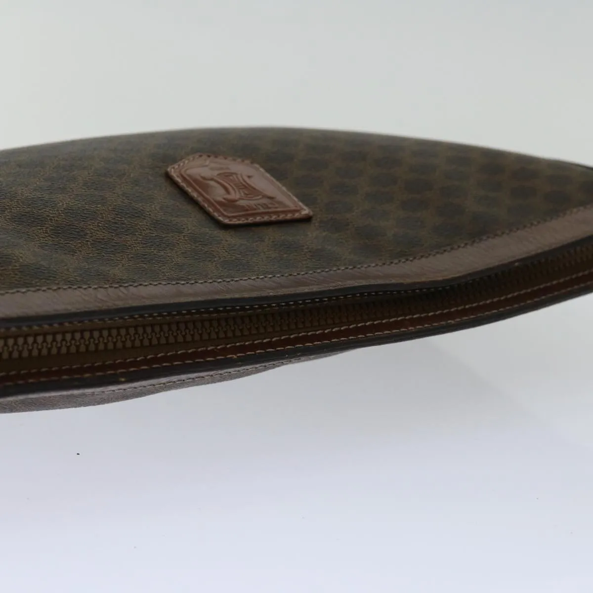 CELINE Macadam Canvas Clutch Bag PVC Brown Auth 68613