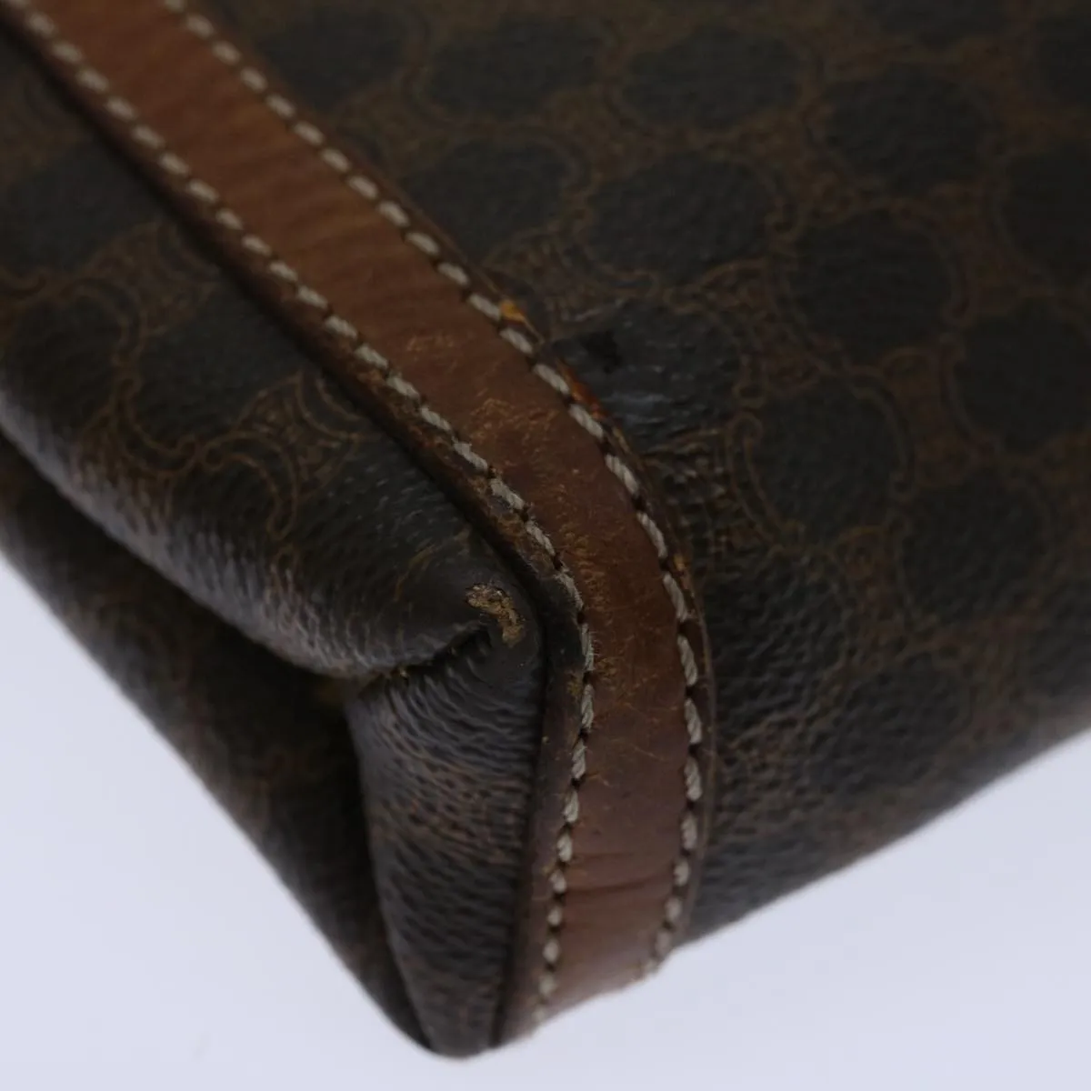 CELINE Macadam Canvas Clutch Bag PVC Brown Auth 68613