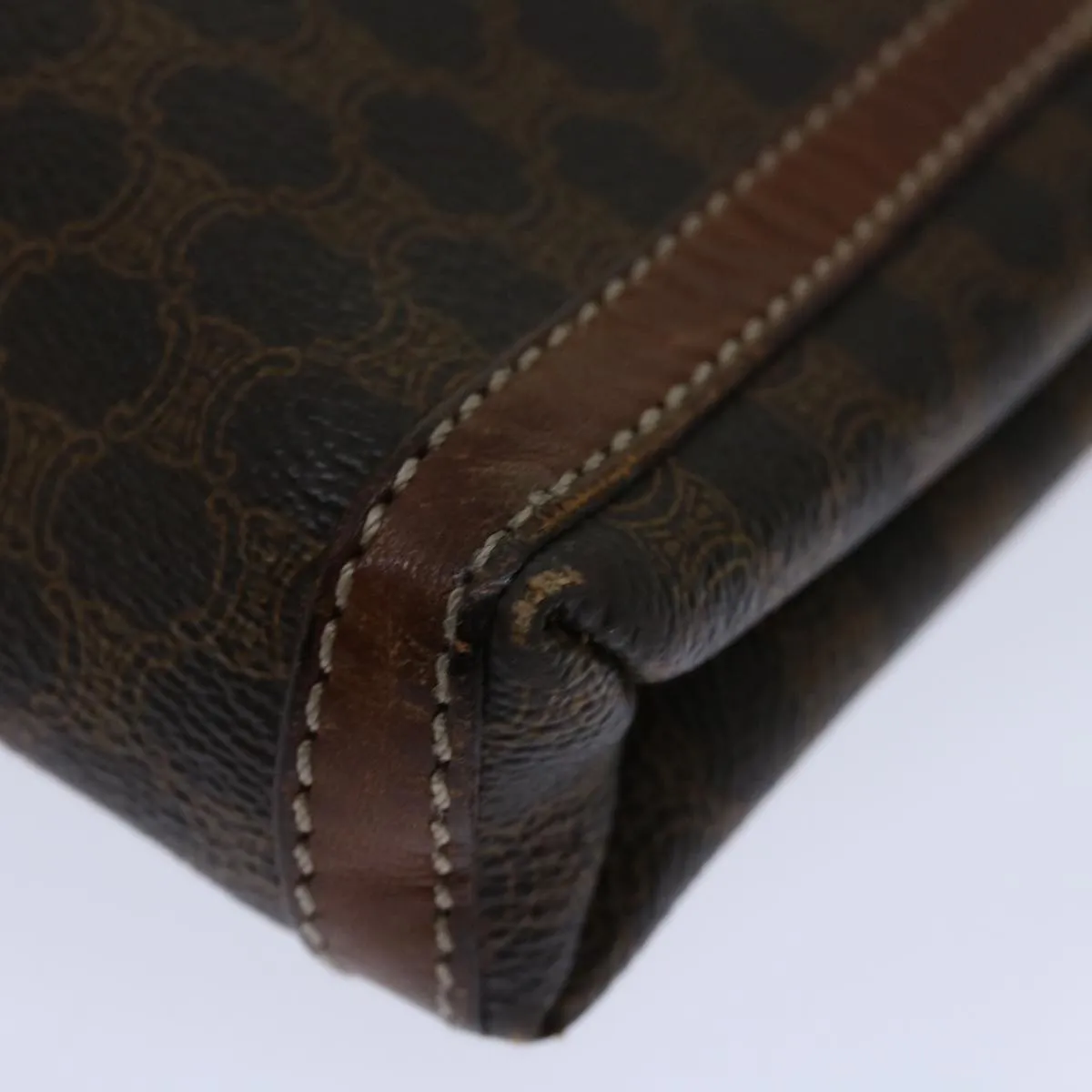 CELINE Macadam Canvas Clutch Bag PVC Brown Auth 68613