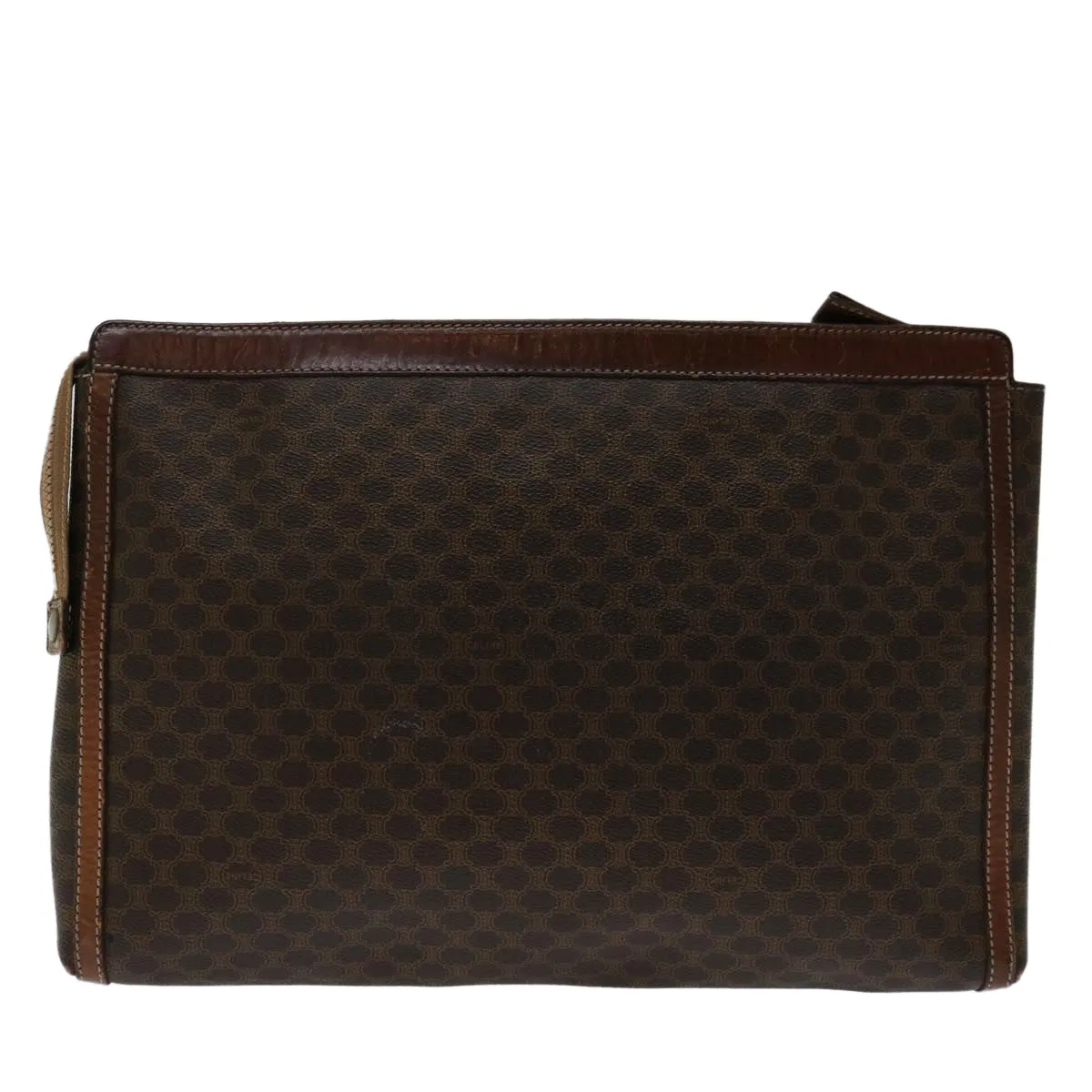 CELINE Macadam Canvas Clutch Bag PVC Brown Auth 68613
