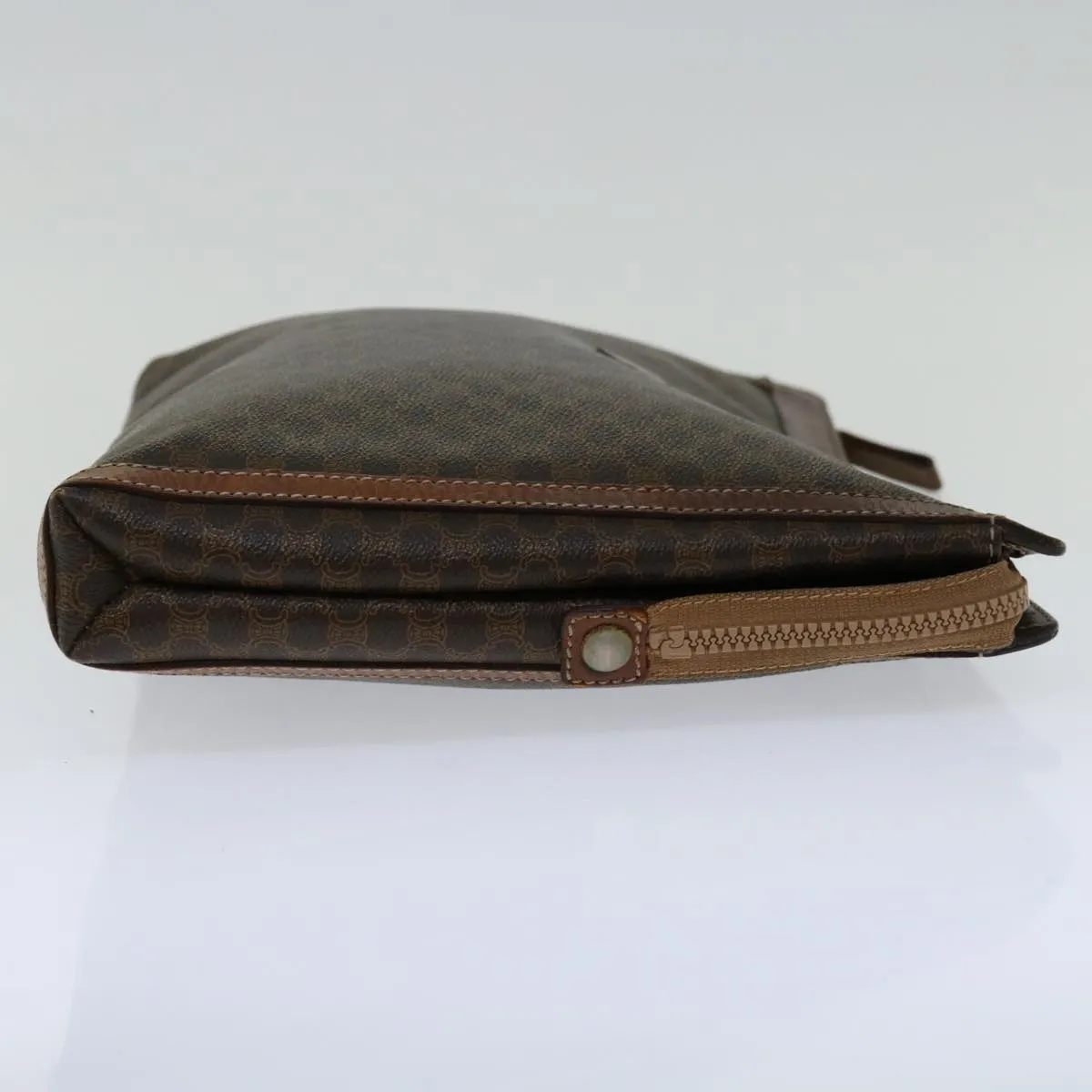 CELINE Macadam Canvas Clutch Bag PVC Brown Auth 68613