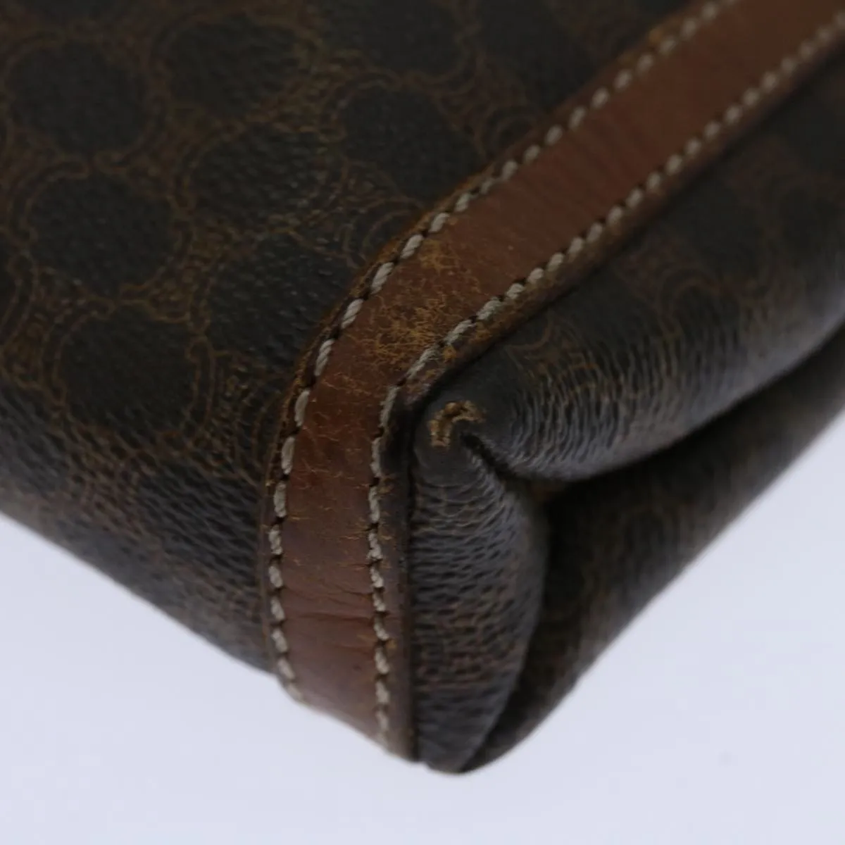 CELINE Macadam Canvas Clutch Bag PVC Brown Auth 68613