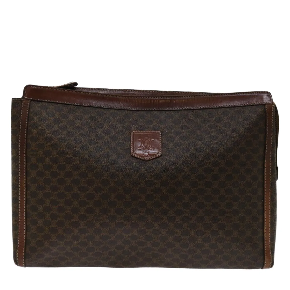 CELINE Macadam Canvas Clutch Bag PVC Brown Auth 68613