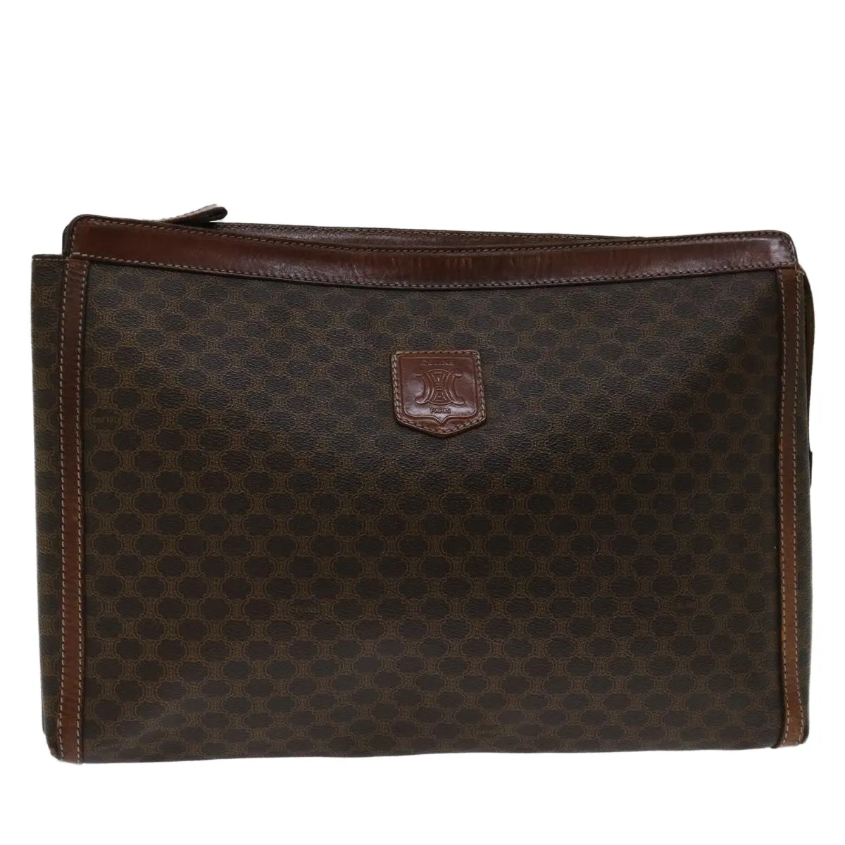 CELINE Macadam Canvas Clutch Bag PVC Brown Auth 68613