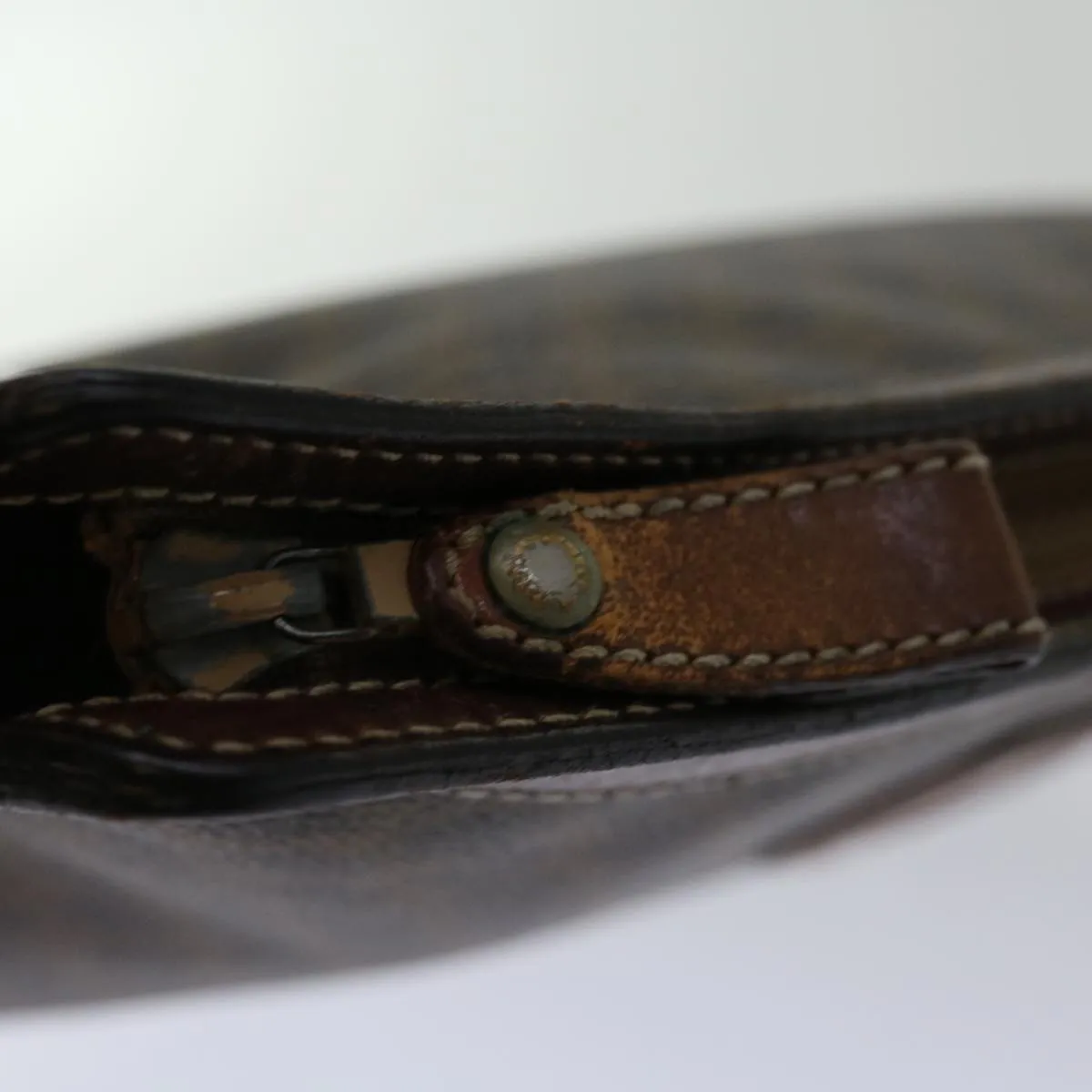 CELINE Macadam Canvas Clutch Bag PVC Brown Auth 68613