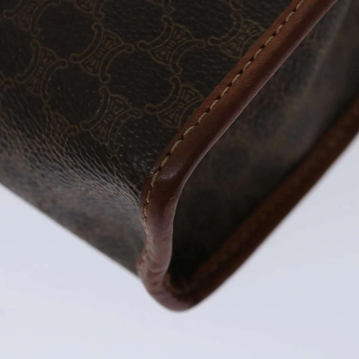 CELINE Macadam Canvas Clutch Bag PVC Brown Auth bs12631