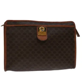 CELINE Macadam Canvas Clutch Bag PVC Brown Auth bs12631