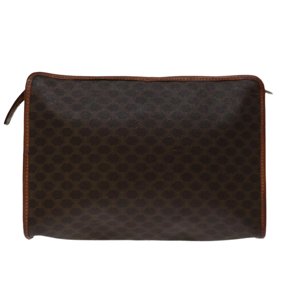 CELINE Macadam Canvas Clutch Bag PVC Brown Auth bs12631