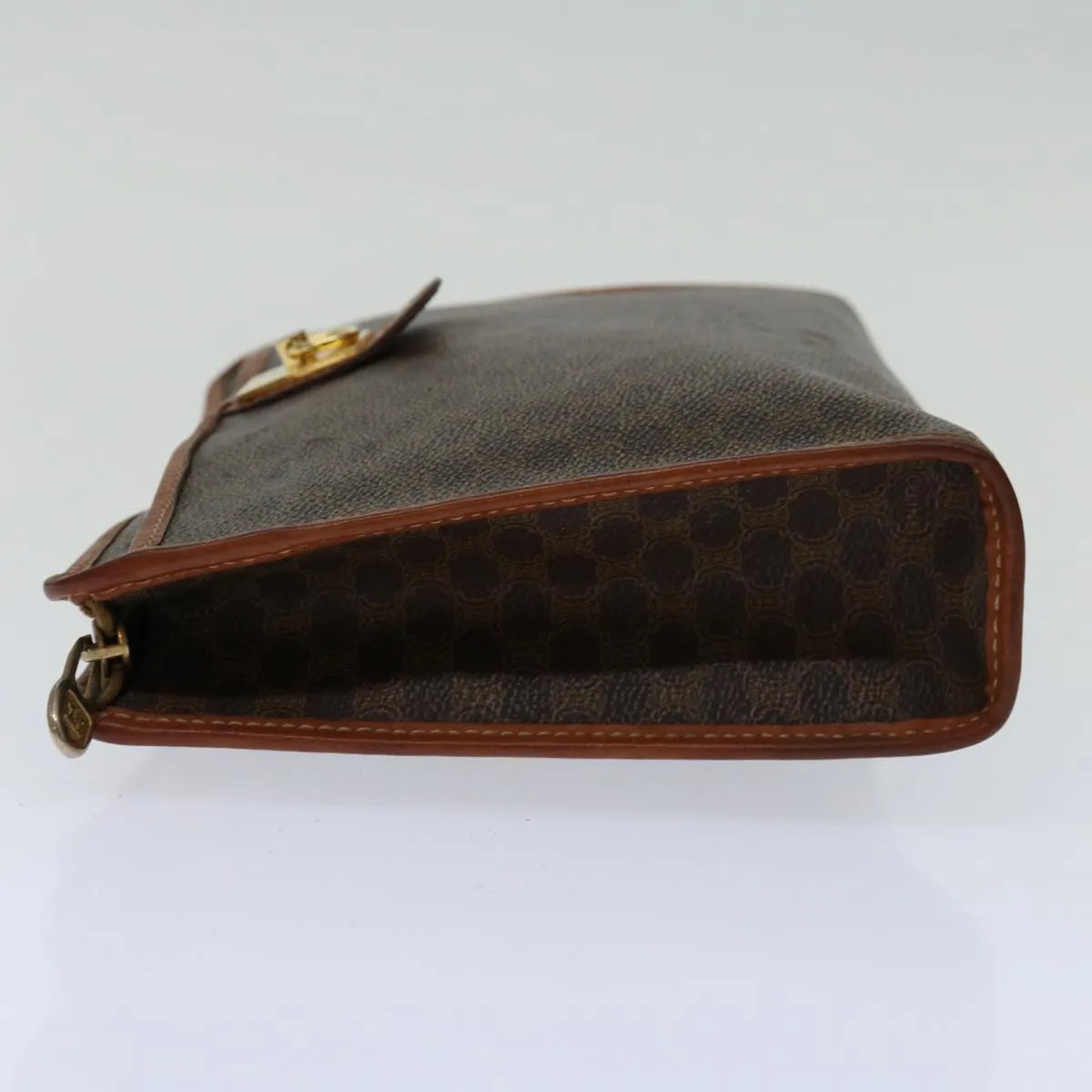 CELINE Macadam Canvas Clutch Bag PVC Brown Auth bs12631